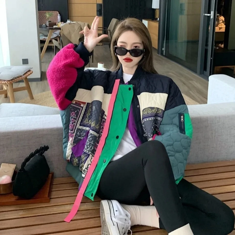 Fashion Baseball Jacket Women Splicing Contrast Lamb Wool Cotton Coat 2024 Winter Loose Casual Parker Outerwear Female
Fashion Baseball Jacket Women Splicing Contrast Lamb Wool Cotton Coat 2024 Winter Loose Casual Parker Outerwear Female