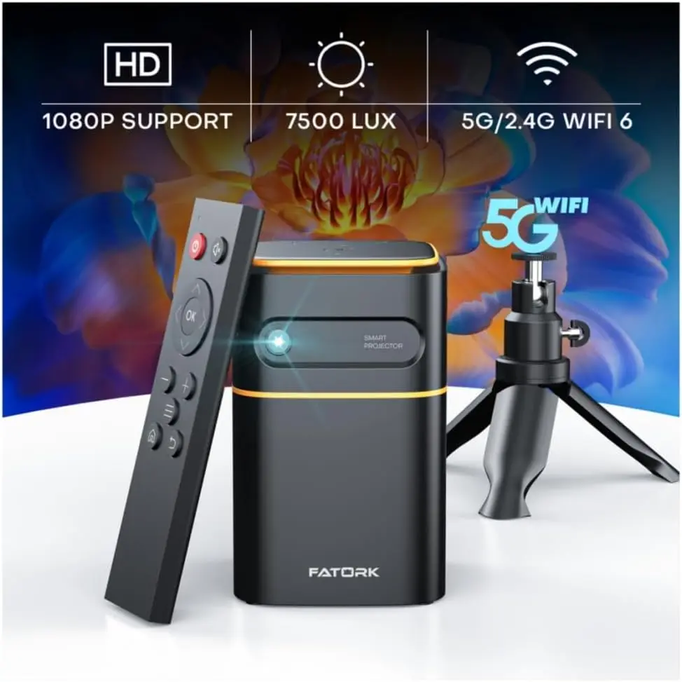 Mini Projector with 5G WiFi, 1080P HD Short Throw, Portable Outdoor Projector for Phone, Compatible with iOS/Android/TV
Mini Projector with 5G WiFi, 1080P HD Short Throw, Portable Outdoor Projector for Phone, Compatible with iOS/Android/TV