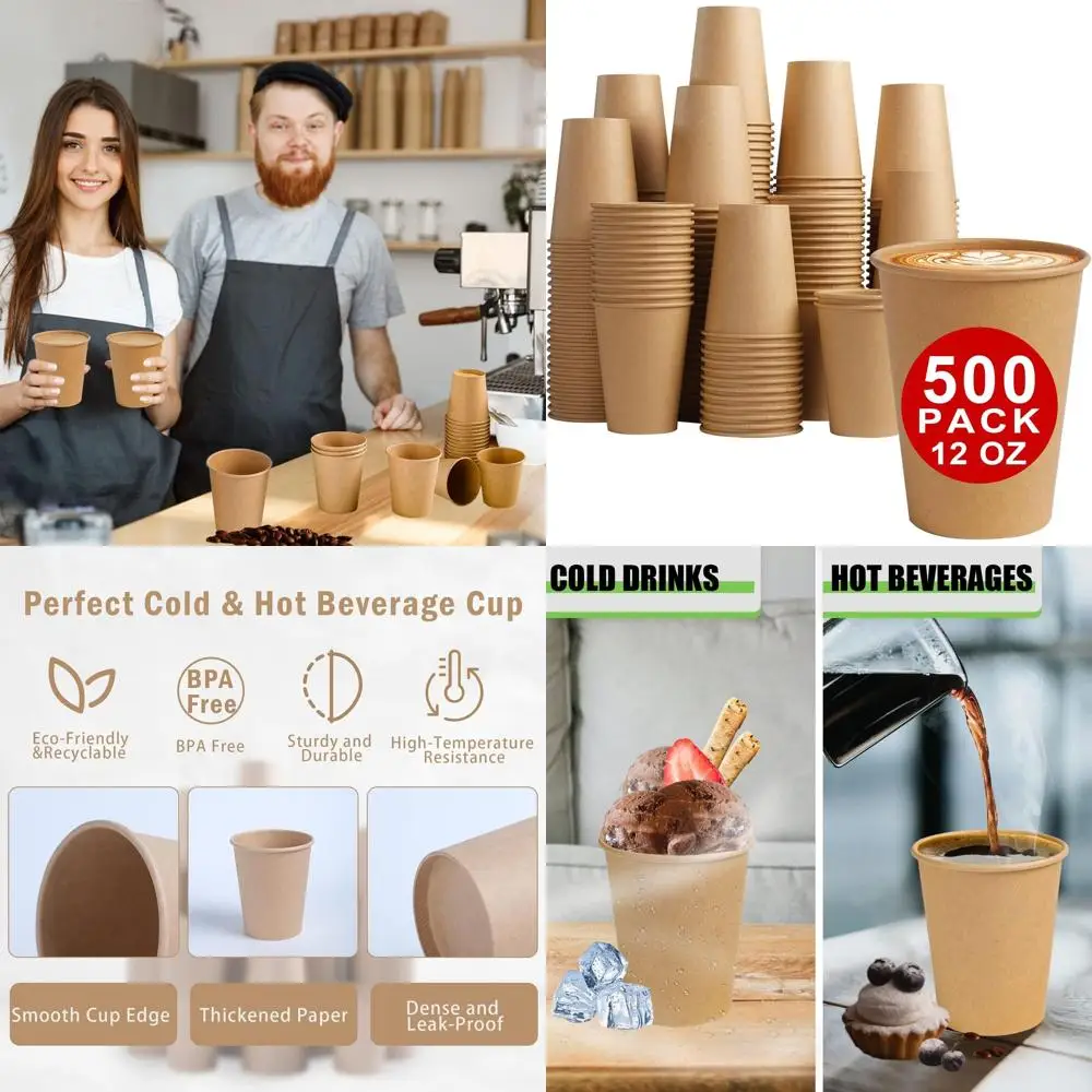 Одноразовые крафт-чашки на 12 унций, упаковка 500 штук, идеально подходят для горячих/холодных напитков, использования на вечеринках и путешествиях.
Одноразовые крафт-чашки на 12 унций, упаковка 500 штук, идеально подходят для горячих/холодных напитков, использования на вечеринках и путешествиях.