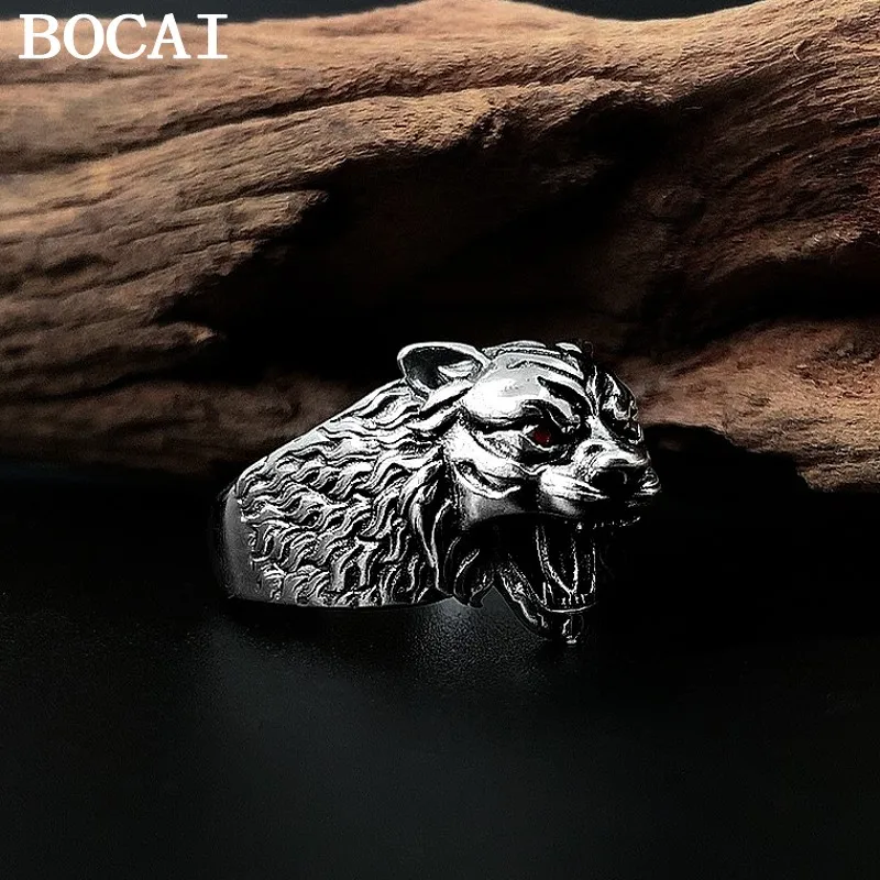 BOCAI NEW S925 Sterling Silver Domineering Fashion Tiger Head Ring Men's Gift
BOCAI NEW S925 Sterling Silver Domineering Fashion Tiger Head Ring Men's Gift
