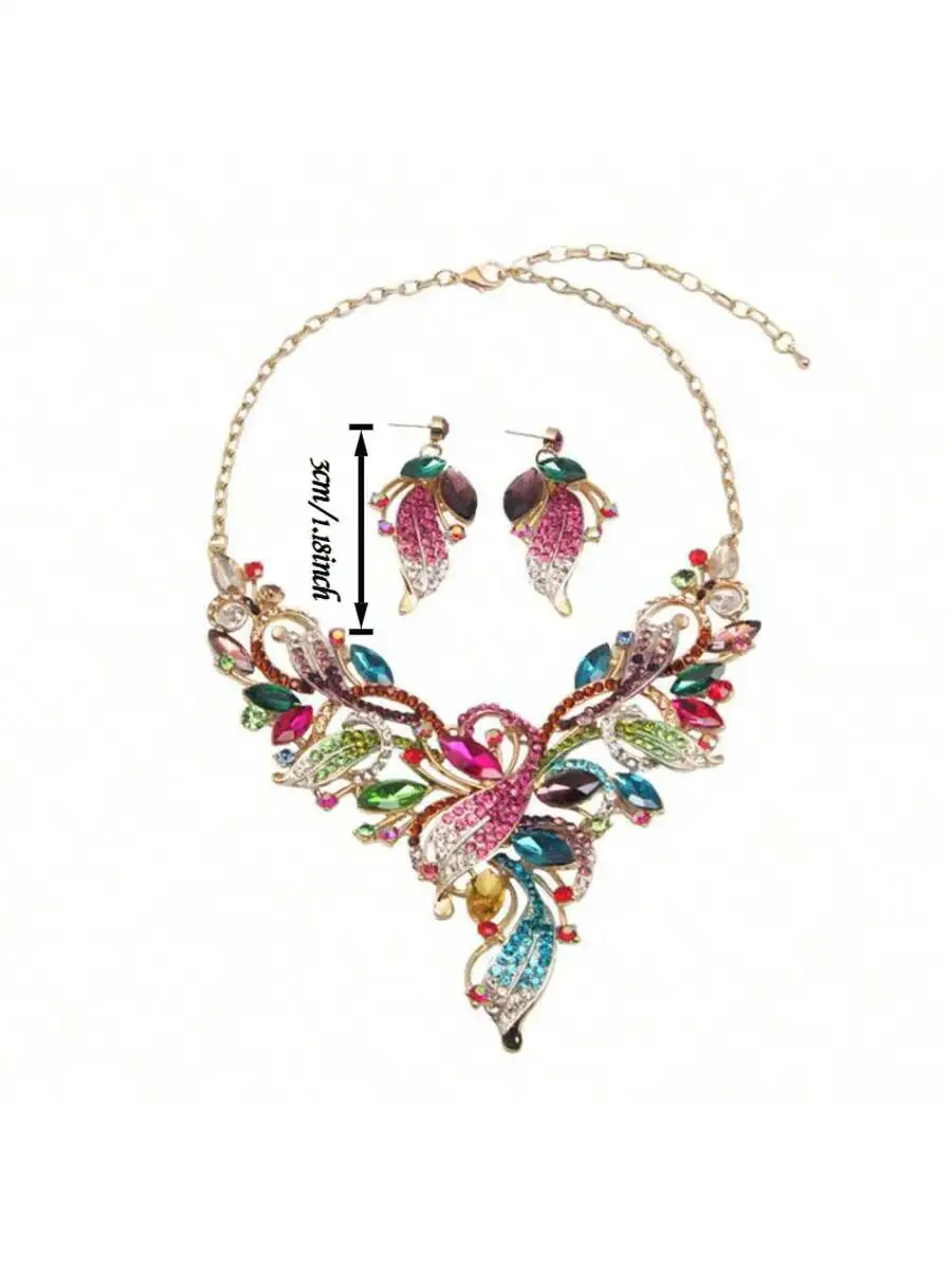 3PC Exaggerated Floral Rhinestone Necklace Earrings Set For Women Banquet Wedding Accessories
3PC Exaggerated Floral Rhinestone Necklace Earrings Set For Women Banquet Wedding Accessories