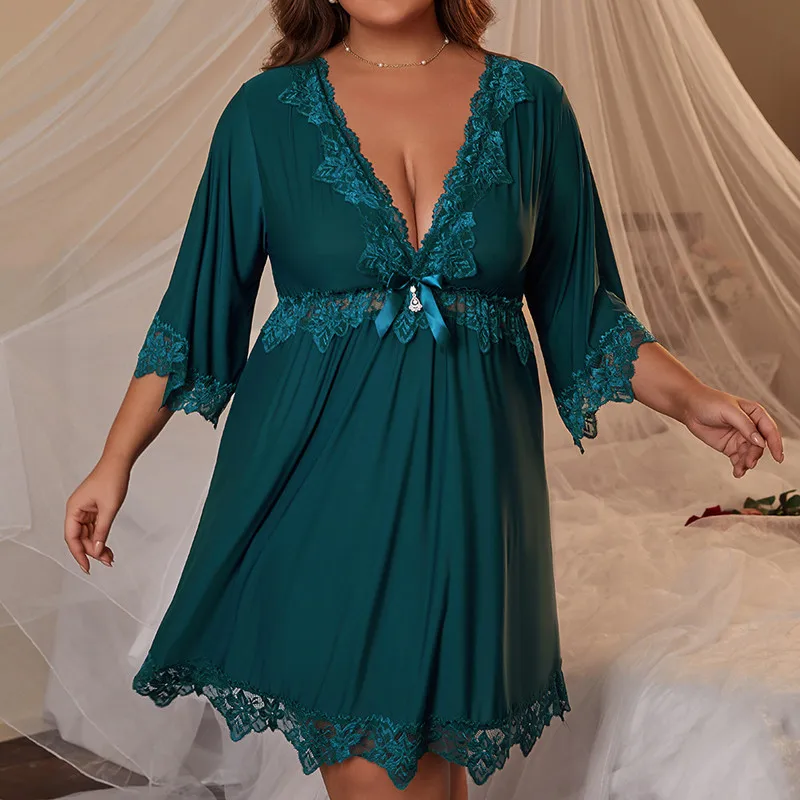 Sexy Adult Sleepwear Nightgowns Plus Size Fat Mm Loose Women's Night Dress Half Sleeve Ladies Sleep Shirt Lace Thin Nightshirt
Sexy Adult Sleepwear Nightgowns Plus Size Fat Mm Loose Women's Night Dress Half Sleeve Ladies Sleep Shirt Lace Thin Nightshirt