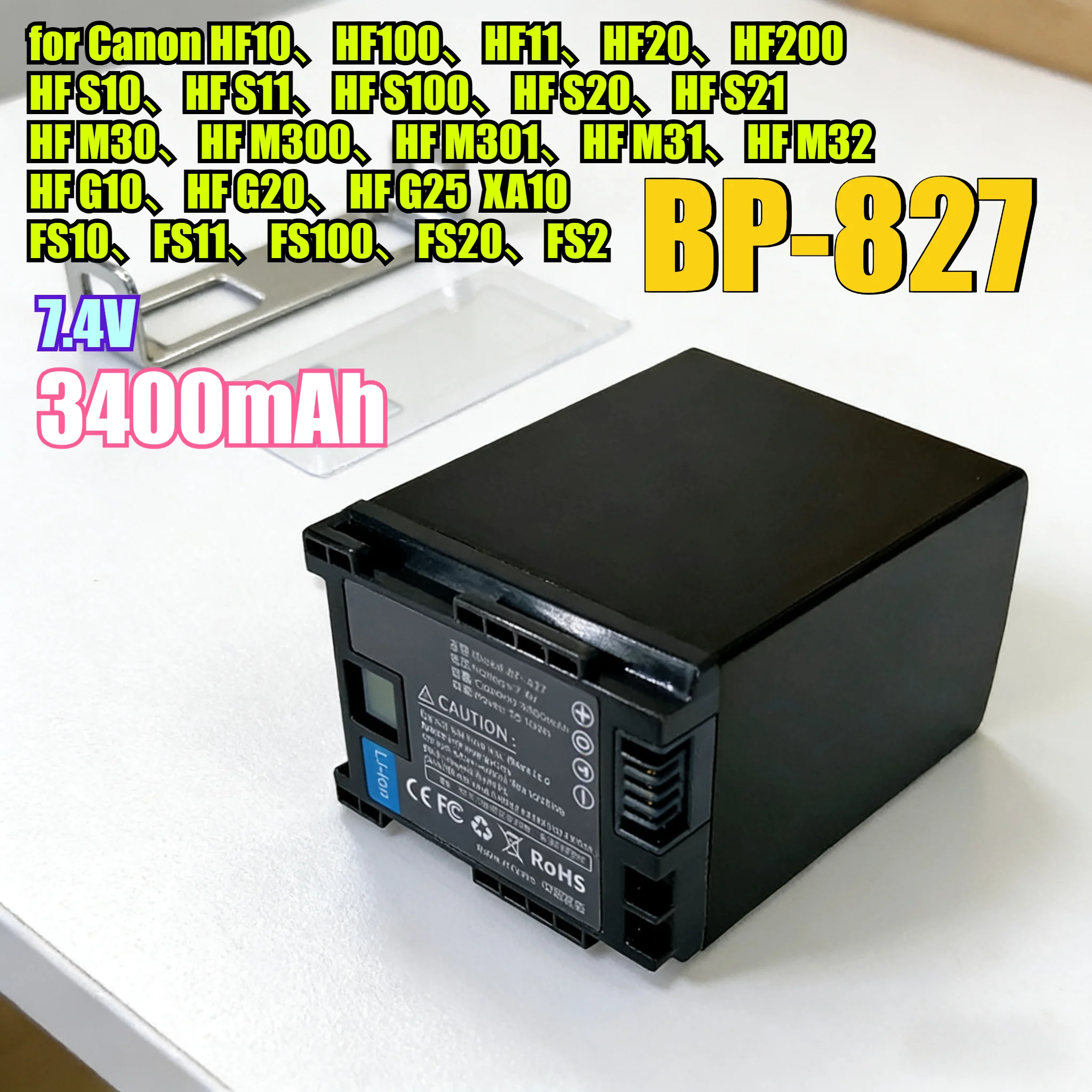 3400mAh BP-827 Replacement Battery for Canon Camcorder - High Capacity Li-ion Power Compatible with HF G10/G20/S30 LEGRIA Series
3400mAh BP-827 Replacement Battery for Canon Camcorder - High Capacity Li-ion Power Compatible with HF G10/G20/S30 LEGRIA Series