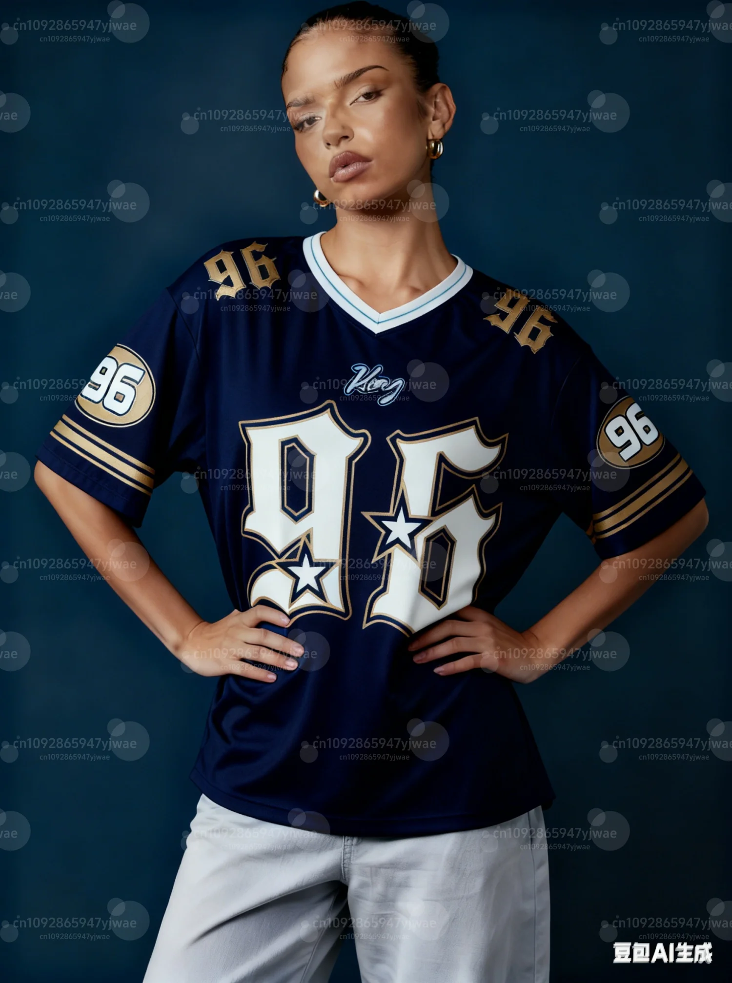 2025 Summer Women KING Number 96 Print V-Neck Short Sleeve T-Shirt Tee Baseball Jerseys Stripe Oversized Sport T-Shirt
2025 Summer Women KING Number 96 Print V-Neck Short Sleeve T-Shirt Tee Baseball Jerseys Stripe Oversized Sport T-Shirt