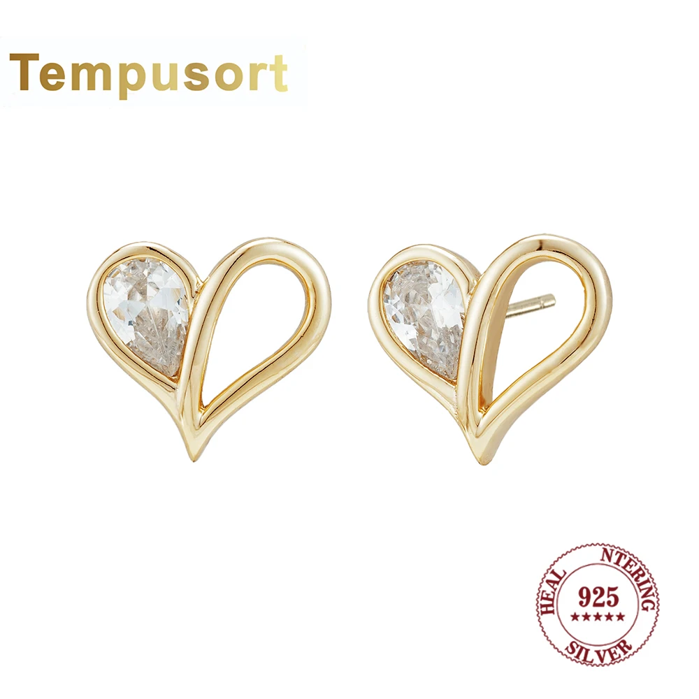 Серьги-сердечки Tempusort из стерлингового серебра 925 пробы с сверкающим цирконом, романтические модные украшения для женщин, идеальный повседневный шарм 
Серьги-сердечки Tempusort из стерлингового серебра 925 пробы с сверкающим цирконом, романтические модные украшения для женщин, идеальный повседневный шарм