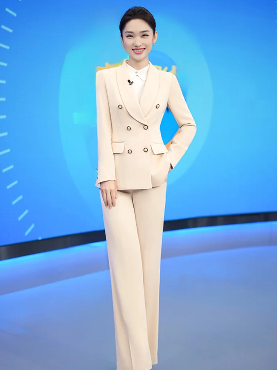 Костюм-двойка цвета шампань для женщин: профессиональный осенний комплект для преподавателей с широкими брюками, модный офисный стиль
Костюм-двойка цвета шампань для женщин: профессиональный осенний комплект для преподавателей с широкими брюками, модный офисный стиль