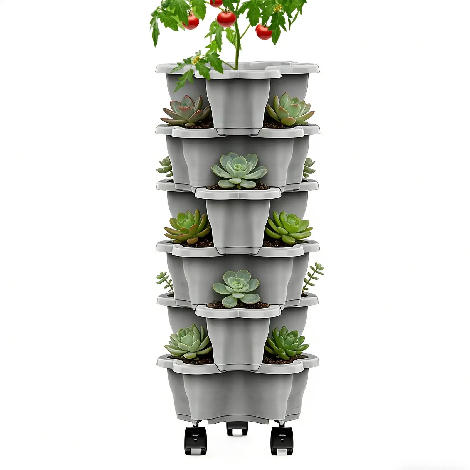 Vertical Planter 6-Tier Space Saving With Wheels Stackable Vertical Planter Tower For Indoor Outdoor Yard flowerpot resin
Vertical Planter 6-Tier Space Saving With Wheels Stackable Vertical Planter Tower For Indoor Outdoor Yard flowerpot resin