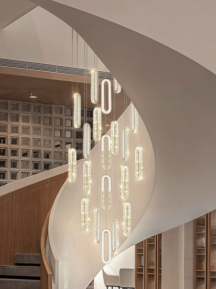Nordic LED Crystal Pendant Light Luxury Attic Living Room Staircase Chandelier Lustre Gold/Silver Crystal Chandeliers Home Decor
Nordic LED Crystal Pendant Light Luxury Attic Living Room Staircase Chandelier Lustre Gold/Silver Crystal Chandeliers Home Decor
