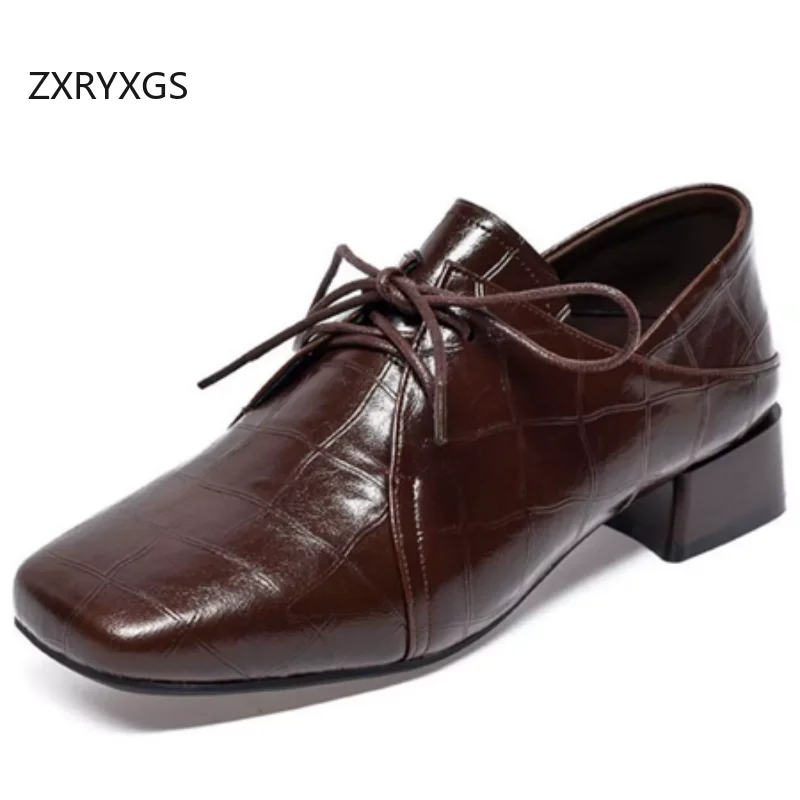 ZXRYXGS British Style Square Toe Lace-up Deep Mouth Women's Trendy Shoes 2026 New Genuine Leather Single Shoes Comfort Low Heels
ZXRYXGS British Style Square Toe Lace-up Deep Mouth Women's Trendy Shoes 2026 New Genuine Leather Single Shoes Comfort Low Heels