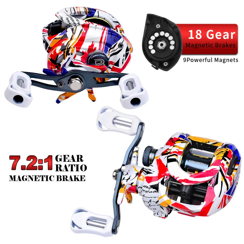 Painted Baitcasting Reel,5+1BB,7.2:1 High Speed, Metal Crank, Long Cast And Drag Alarm, Ultra Durable For Saltwater Lure Fishing
Painted Baitcasting Reel,5+1BB,7.2:1 High Speed, Metal Crank, Long Cast And Drag Alarm, Ultra Durable For Saltwater Lure Fishing