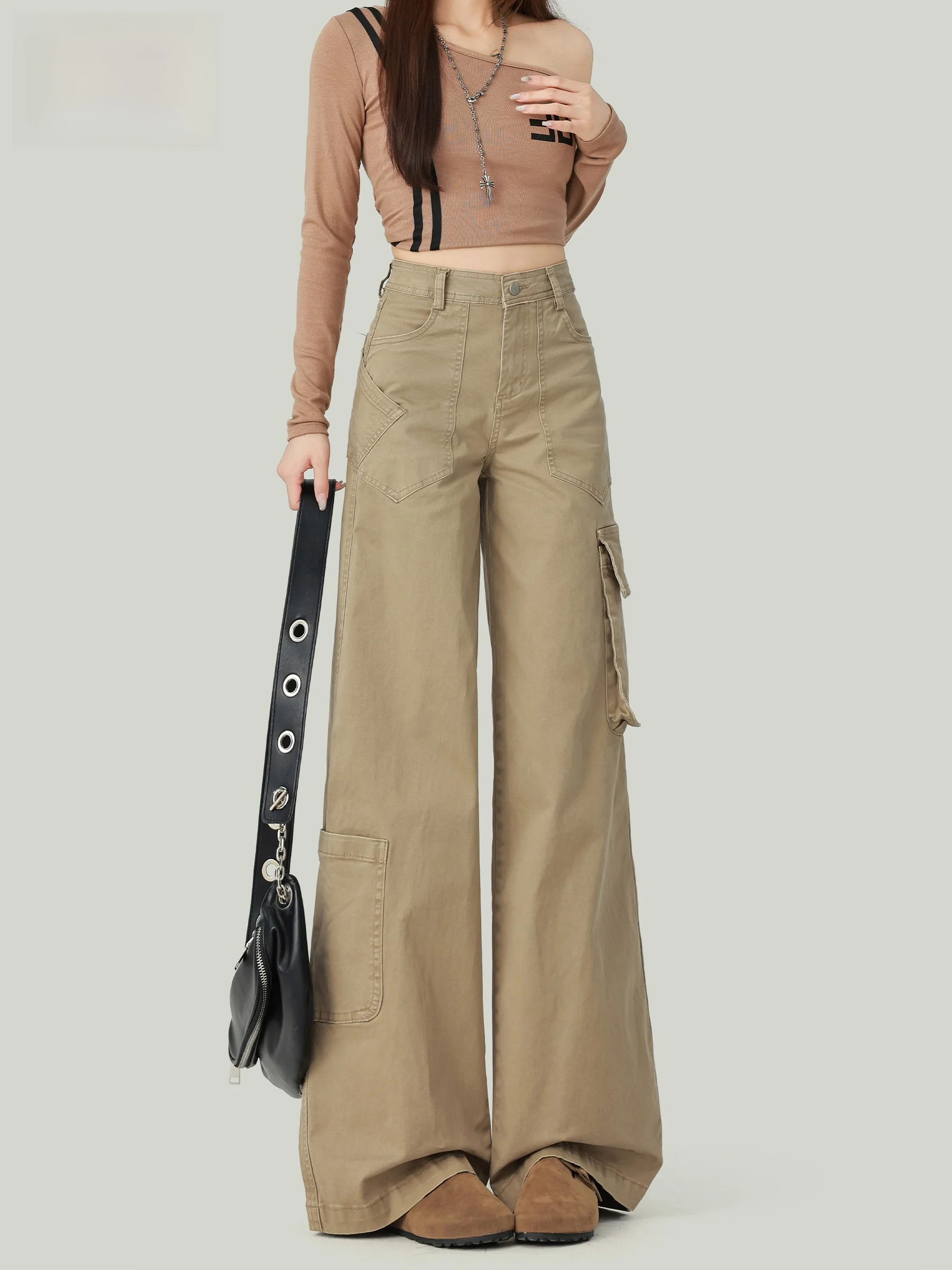 Khaki High Waist Workwear Denim Pants Women's Loose Slimming Wide Leg Long Trousers Autumn New Style Casual Cotton Blend
Khaki High Waist Workwear Denim Pants Women's Loose Slimming Wide Leg Long Trousers Autumn New Style Casual Cotton Blend