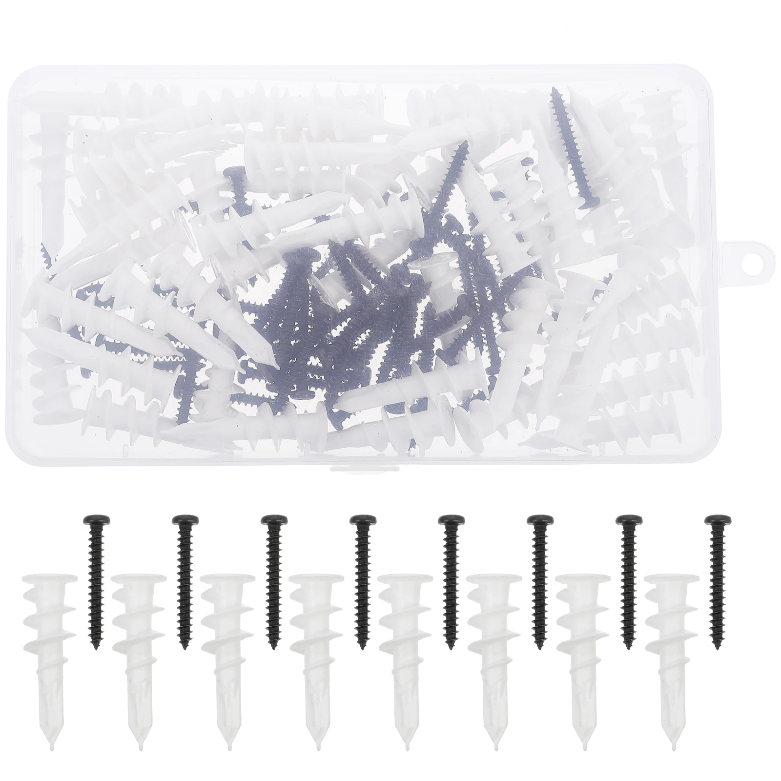 Plastic Iron Expansion Screw Fastener Kit Drywall Anchors Self Drilling Set Storage Box Long Life Quality Materials 
Plastic Iron Expansion Screw Fastener Kit Drywall Anchors Self Drilling Set Storage Box Long Life Quality Materials