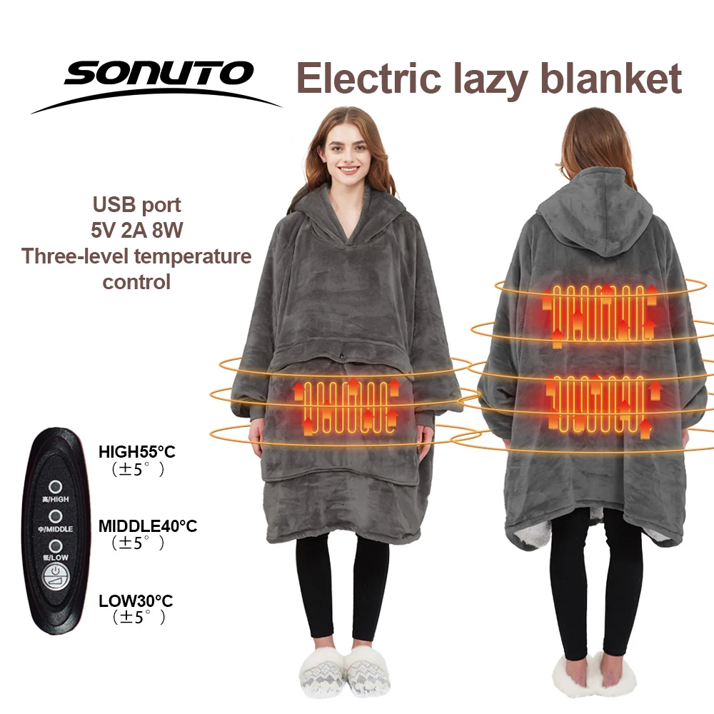 Large Size USB Electric Heated Wearable Blanket Hoodie Warming Camping Sleep Bag for Outdoor Indoor Home Use Power Bank Operated
Large Size USB Electric Heated Wearable Blanket Hoodie Warming Camping Sleep Bag for Outdoor Indoor Home Use Power Bank Operated