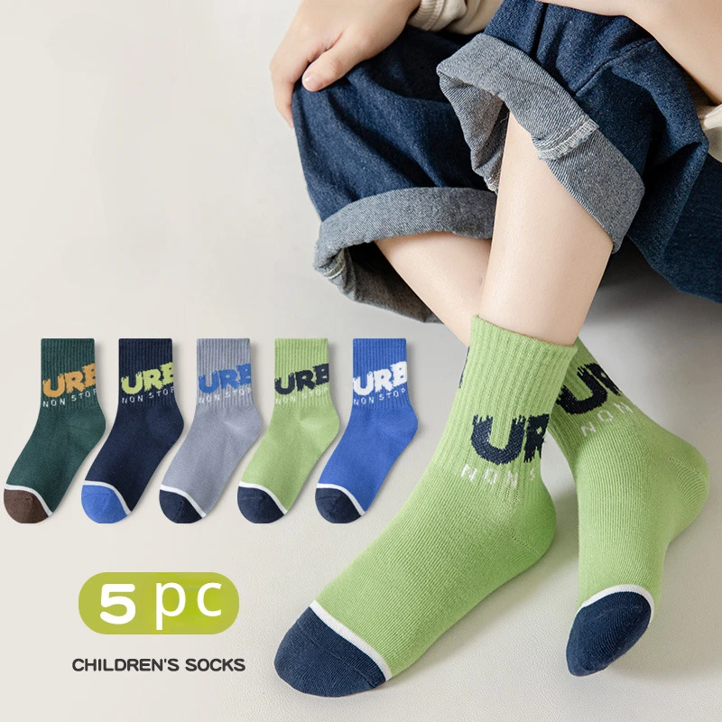 5pc Children's Socks Autumn Winter Sports Letter Combed Cotton Versatile Boys Girls' Baby Medium Sleeve Cotton Socks
5pc Children's Socks Autumn Winter Sports Letter Combed Cotton Versatile Boys Girls' Baby Medium Sleeve Cotton Socks
