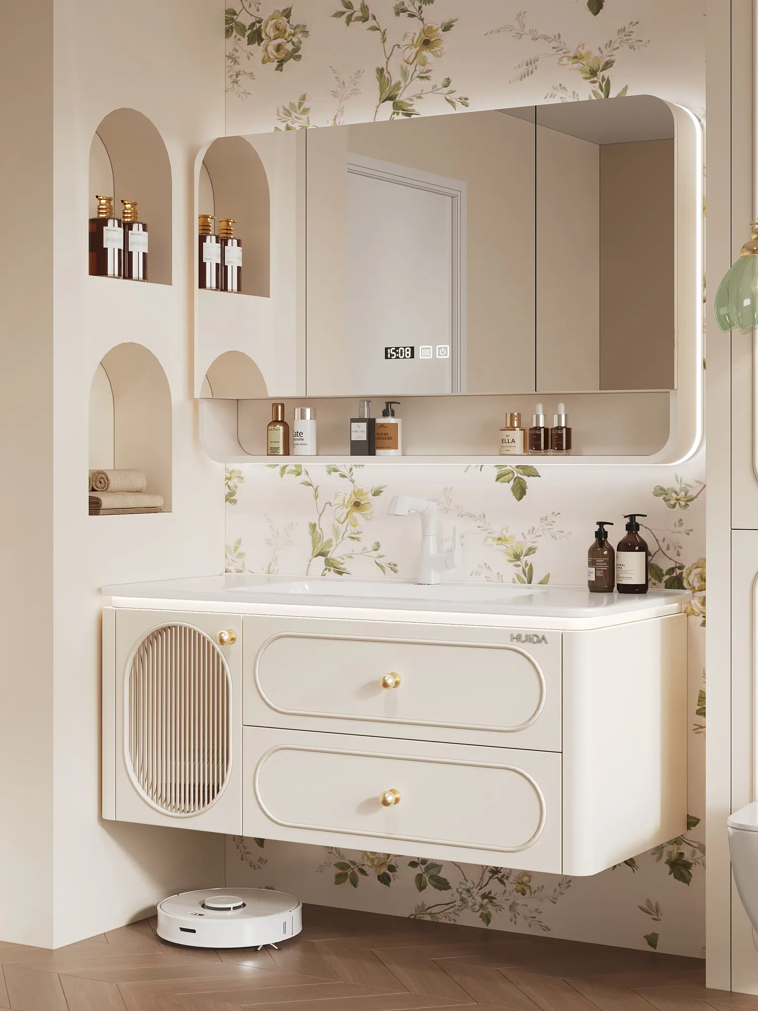 French Rubber Wood Bathroom Cabinet, Combined Integrated Ceramic Basin Washstand, Bathroom Solid Wood
French Rubber Wood Bathroom Cabinet, Combined Integrated Ceramic Basin Washstand, Bathroom Solid Wood