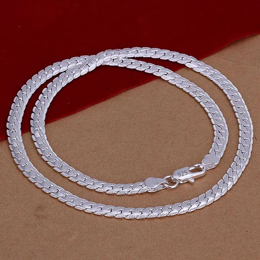 hot 925 Sterling Silver 5mm Width Chain 16-24 Inch Necklace For Woman Men Fashion Wedding Engagement Jewelry Gift
hot 925 Sterling Silver 5mm Width Chain 16-24 Inch Necklace For Woman Men Fashion Wedding Engagement Jewelry Gift