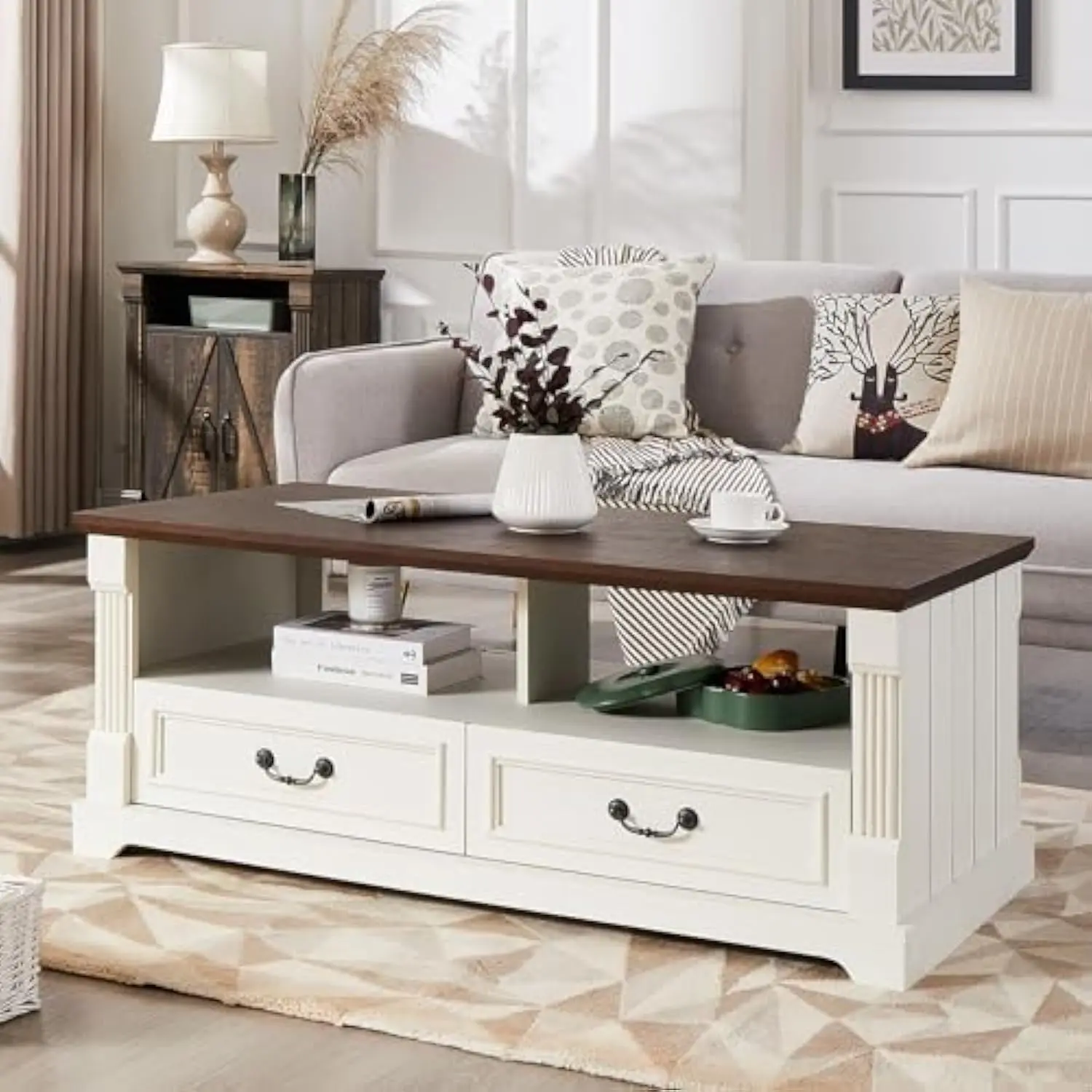 48'' Wood Coffee Table for Living Room, Farmhouse Coffee Table with Storage, Rustic Center Table for Living Room with 4 Drawers
48'' Wood Coffee Table for Living Room, Farmhouse Coffee Table with Storage, Rustic Center Table for Living Room with 4 Drawers