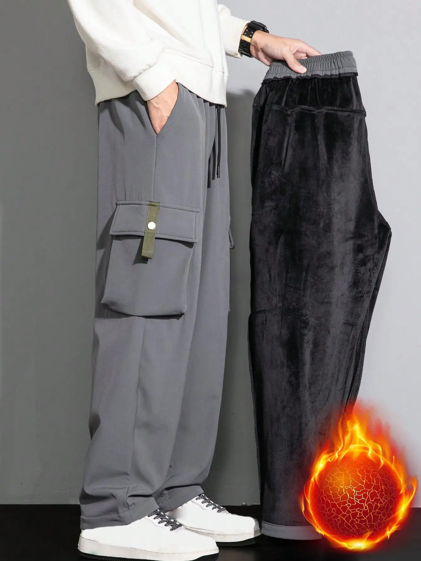 Men's Warm Thermal Lined Cargo Pants with Utility Pockets
Men's Warm Thermal Lined Cargo Pants with Utility Pockets