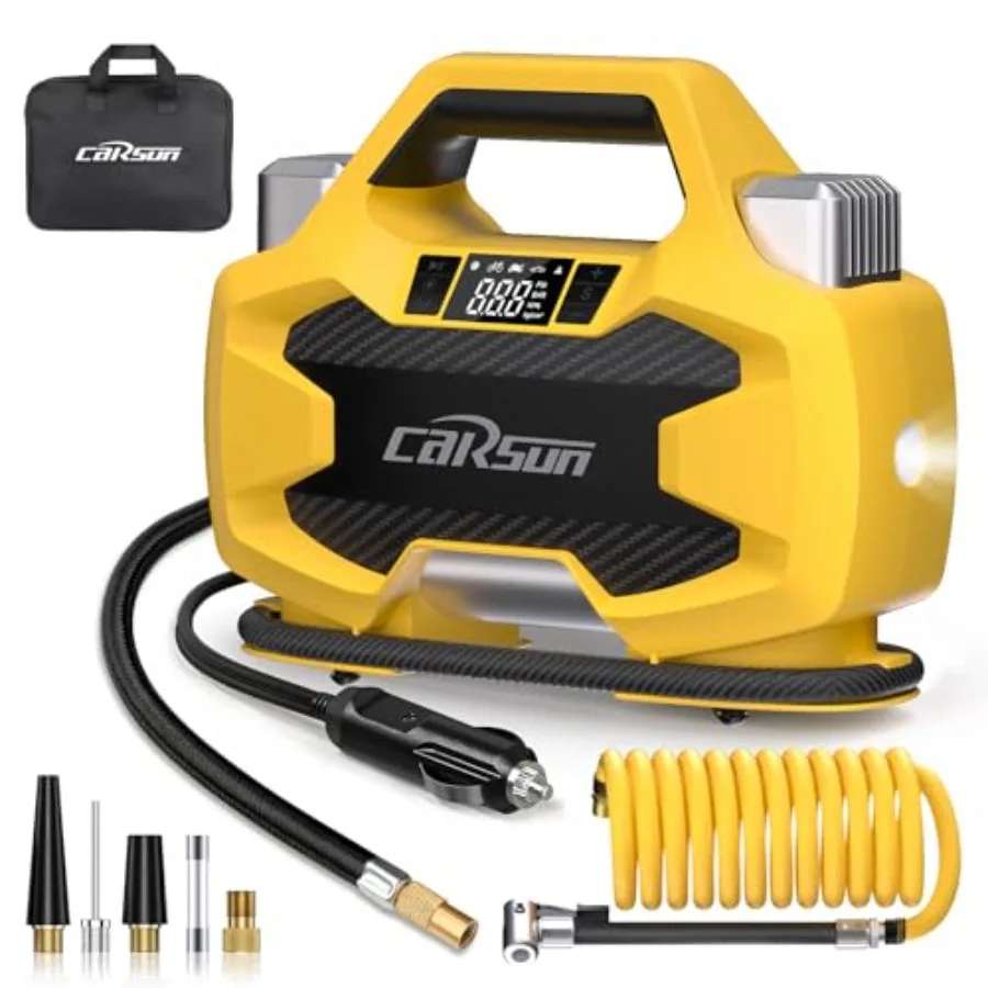 Portable Heavy Duty Tire Inflator PumpDual Cylinders and Dual Motors Tire Pump 150PSI Air Pumps Auto Shutoff with Screen DC 12V
Portable Heavy Duty Tire Inflator PumpDual Cylinders and Dual Motors Tire Pump 150PSI Air Pumps Auto Shutoff with Screen DC 12V