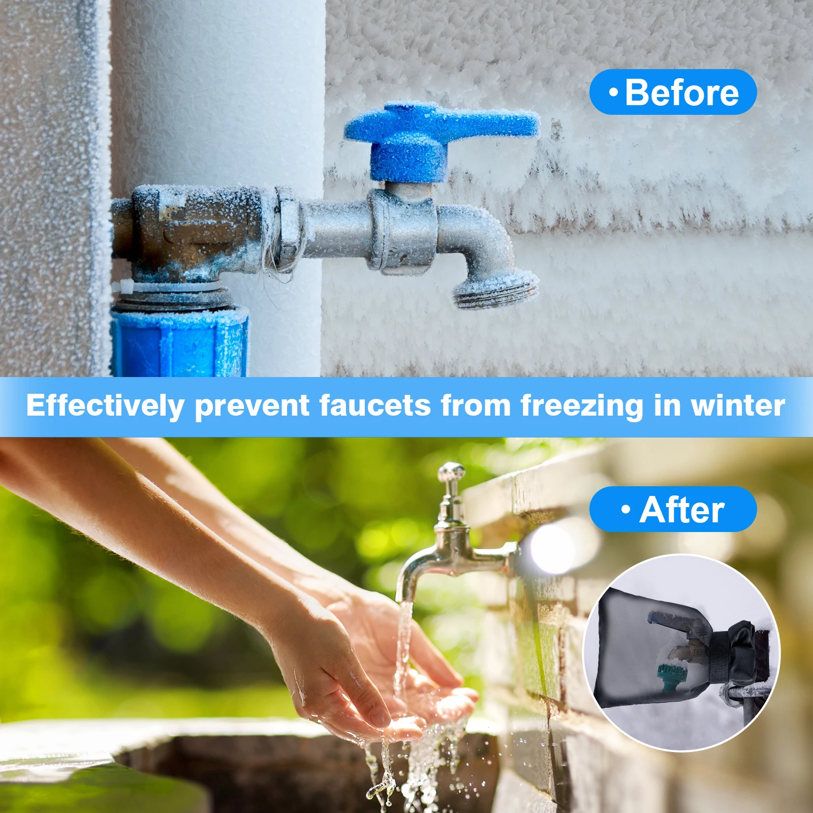 Winter Outdoor Faucet Freeze Protection Cover Thick Insulated Waterproof Hose Bib Protector Reusable Tap Anti-Freeze Bag Garden
Winter Outdoor Faucet Freeze Protection Cover Thick Insulated Waterproof Hose Bib Protector Reusable Tap Anti-Freeze Bag Garden