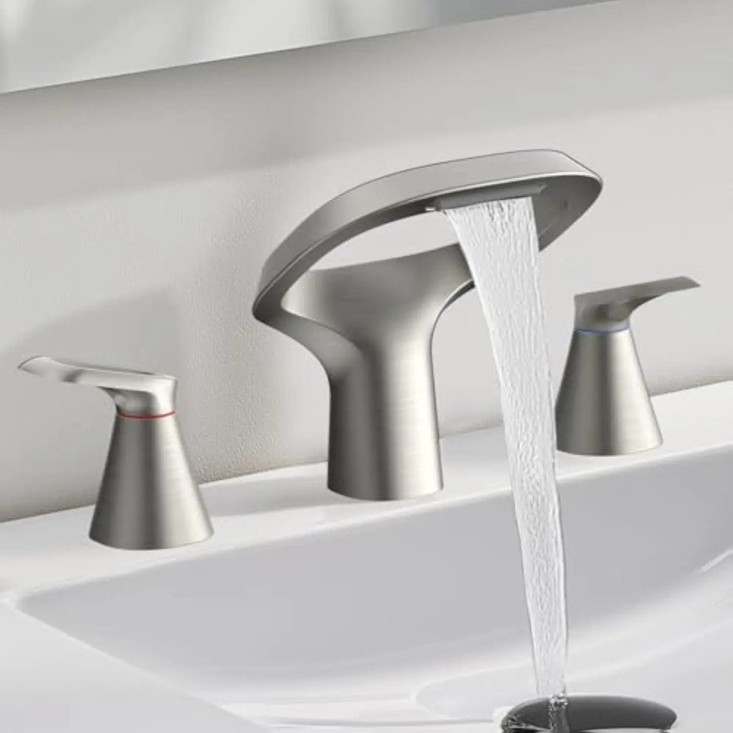 Bathroom Faucets for Sink 3 Hole, 8 Inch Brushed Nickel Bathroom Faucet, Solid Brass Widespread Bathroom Faucet with Adjustabl
Bathroom Faucets for Sink 3 Hole, 8 Inch Brushed Nickel Bathroom Faucet, Solid Brass Widespread Bathroom Faucet with Adjustabl