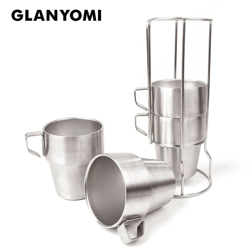 4Pcs/Set Portable 304 Stainless Steel Coffee Mugs Anti-hot Tea Coffee Beer Cups Set with Rack Picnic Cups
4Pcs/Set Portable 304 Stainless Steel Coffee Mugs Anti-hot Tea Coffee Beer Cups Set with Rack Picnic Cups