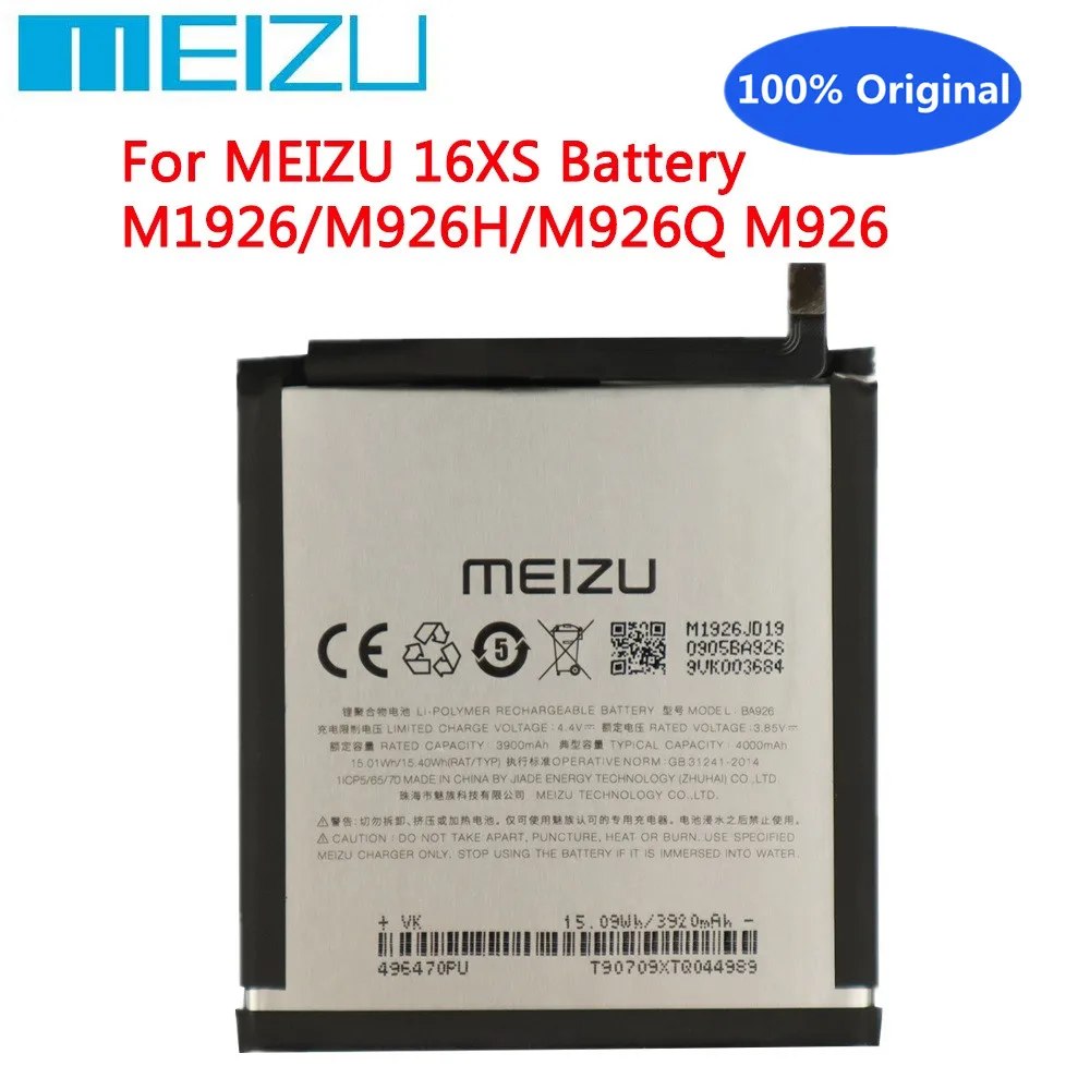 New 100% Original BA926 Replacement Battery 4000mAh For Meizu 16XS M926H M926Q M926Y Mobile Phone Batteria Battery + Tools
New 100% Original BA926 Replacement Battery 4000mAh For Meizu 16XS M926H M926Q M926Y Mobile Phone Batteria Battery + Tools