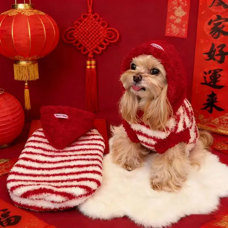 Fashion Red Stripe Pet Dog Clothes Simple Warm With Hat Hoodies For Small Medium Dog Chihuahua Puppy Ovrealls Outerdoor Hoodie
Fashion Red Stripe Pet Dog Clothes Simple Warm With Hat Hoodies For Small Medium Dog Chihuahua Puppy Ovrealls Outerdoor Hoodie