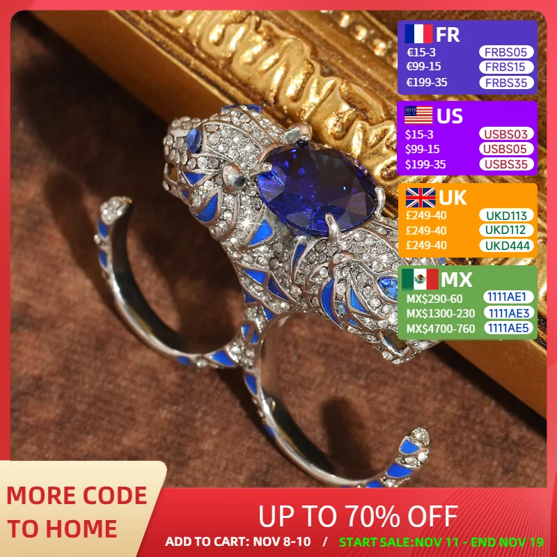 Vintage Double Circle Leopard Rings Silver Plated Blue Oval Zircon Crystal Head Luxury Brands Quality Jewelry Accessories Women
Vintage Double Circle Leopard Rings Silver Plated Blue Oval Zircon Crystal Head Luxury Brands Quality Jewelry Accessories Women