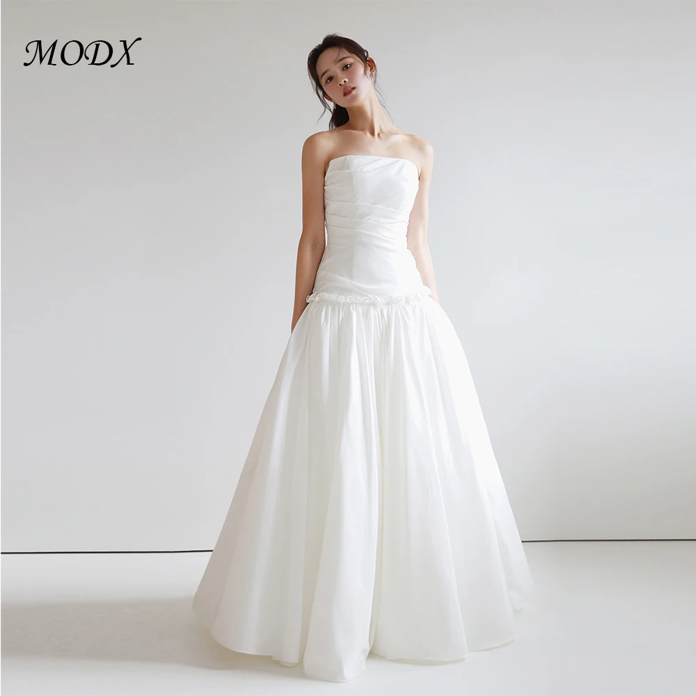 MODX Customized Simple Satin Korea Wedding Dress Corset Photoshoot Strapless Pleat Floor-length Bridal Gown 웨딩드레스
MODX Customized Simple Satin Korea Wedding Dress Corset Photoshoot Strapless Pleat Floor-length Bridal Gown 웨딩드레스