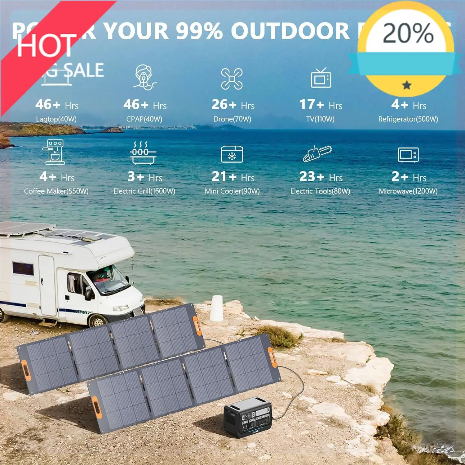 (XMSJ)2400W LiFePO4 Power Station, 2048Wh Solar Generator with 1500W AC Charging &1200W Charging, Expandable to 10.24kWhUB
(XMSJ)2400W LiFePO4 Power Station, 2048Wh Solar Generator with 1500W AC Charging &1200W Charging, Expandable to 10.24kWhUB
