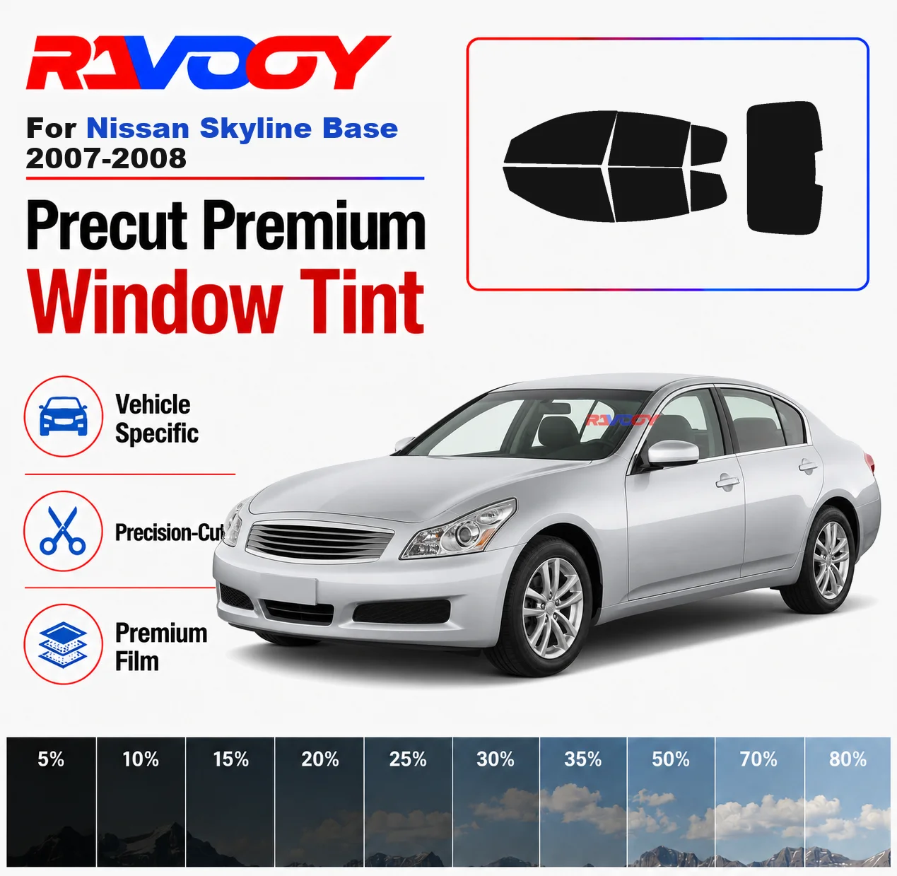 Premium Precut Window Tint Kit Front Rear Windows Rear Windshield For Nissan Skyline Base 2007-2008 Car Solar Nano Ceramic Film
Premium Precut Window Tint Kit Front Rear Windows Rear Windshield For Nissan Skyline Base 2007-2008 Car Solar Nano Ceramic Film