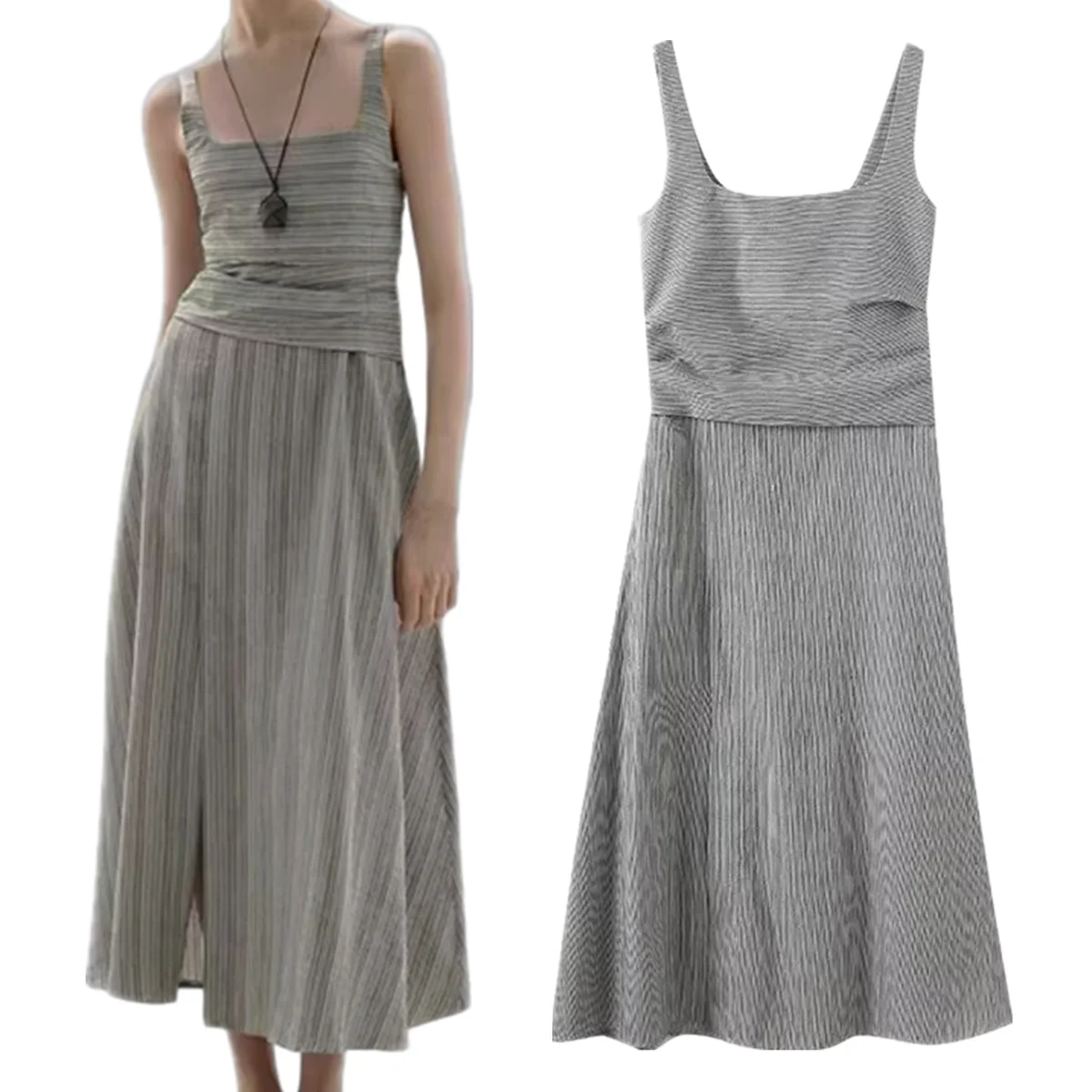 Jenny&Dave Minimalist Retro Square Neck Vest Dress French Country Style Textured Striped Slim Sleeveless Dress Summer Dress Wome
Jenny&Dave Minimalist Retro Square Neck Vest Dress French Country Style Textured Striped Slim Sleeveless Dress Summer Dress Wome
