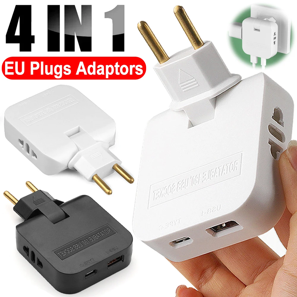 4in1 USB Type C To EU Socket Converters 180 Degree Rotatable Multi Ports EU Plugs Adaptors Mobile Phone USB C Charging Socket
4in1 USB Type C To EU Socket Converters 180 Degree Rotatable Multi Ports EU Plugs Adaptors Mobile Phone USB C Charging Socket