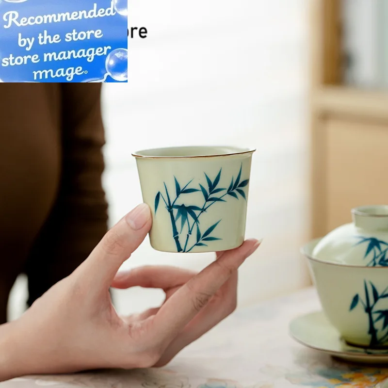 120ml Pure Hand Painted Bamboo Ceramic Ice Bucket Cup Retro Wheat Straw Yellow Ru Kiln Teacup Water Master Cup Kung Fu Teaware
120ml Pure Hand Painted Bamboo Ceramic Ice Bucket Cup Retro Wheat Straw Yellow Ru Kiln Teacup Water Master Cup Kung Fu Teaware