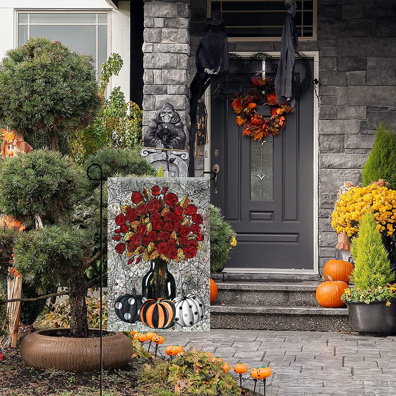 Welcome Halloween Spider Web Rose Jack O'Lantern Black Pumpkin Garden Flag Banner for Outside House Yard Home Decorative
Welcome Halloween Spider Web Rose Jack O'Lantern Black Pumpkin Garden Flag Banner for Outside House Yard Home Decorative