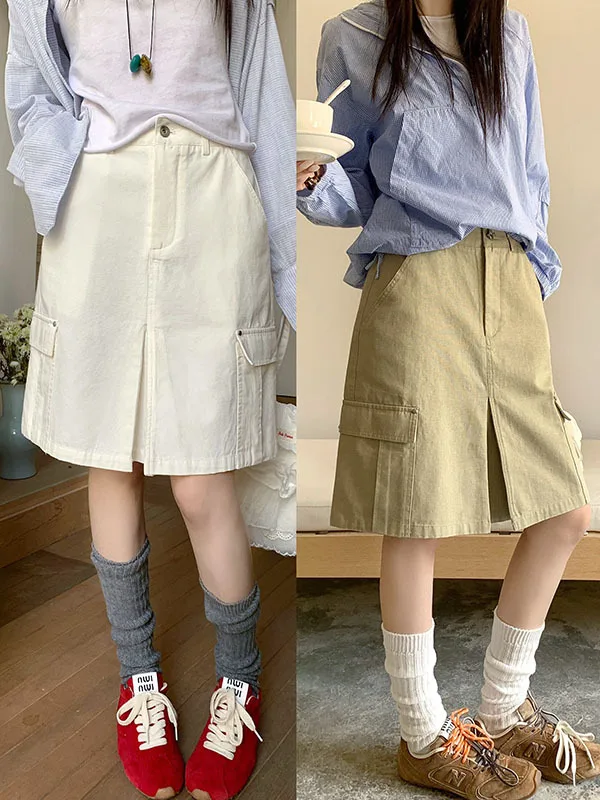 High Waist A-Line Skirt for Women Spring Summer New Style Pocket Design Slimming Khaki Color Business Casual Half-length...
High Waist A-Line Skirt for Women Spring Summer New Style Pocket Design Slimming Khaki Color Business Casual Half-length...