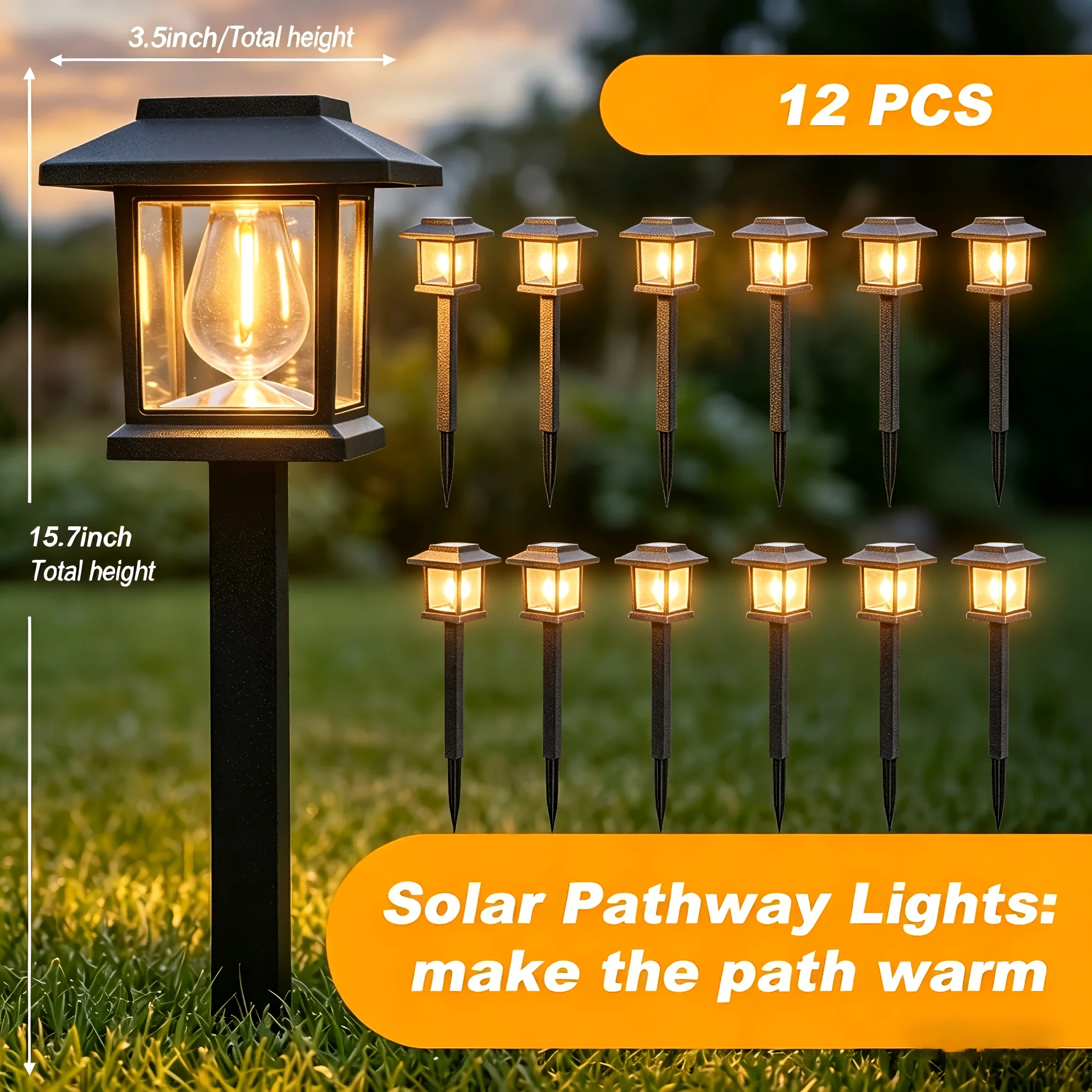 12PACK Solar Pathway Lights Outdoor, IP66 Upgraded LED Solar Lights Outdoor, Up to 12Hrs, Auto On/Off, Garden Decor for Yard, Driveway, Walkway, Home, Mardi Gras, Easter Decor, Warm White, Black/Brown, Valentines Decorations for Home
12PACK Solar Pathway Lights Outdoor, IP66 Upgraded LED Solar Lights Outdoor, Up to 12Hrs, Auto On/Off, Garden Decor for Yard, Driveway, Walkway, Home, Mardi Gras, Easter Decor, Warm White, Black/Brown, Valentines Decorations for Home
