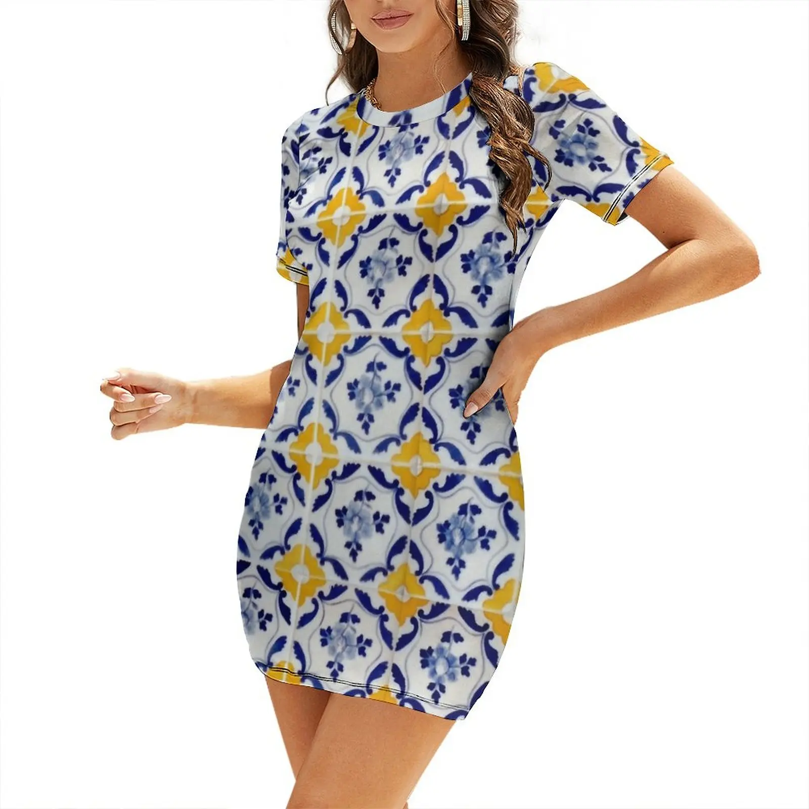Portuguese Blue and yellow tiles Short-Sleeved Dress evening dresses luxury 2025 summer clothes for women Dress
Portuguese Blue and yellow tiles Short-Sleeved Dress evening dresses luxury 2025 summer clothes for women Dress