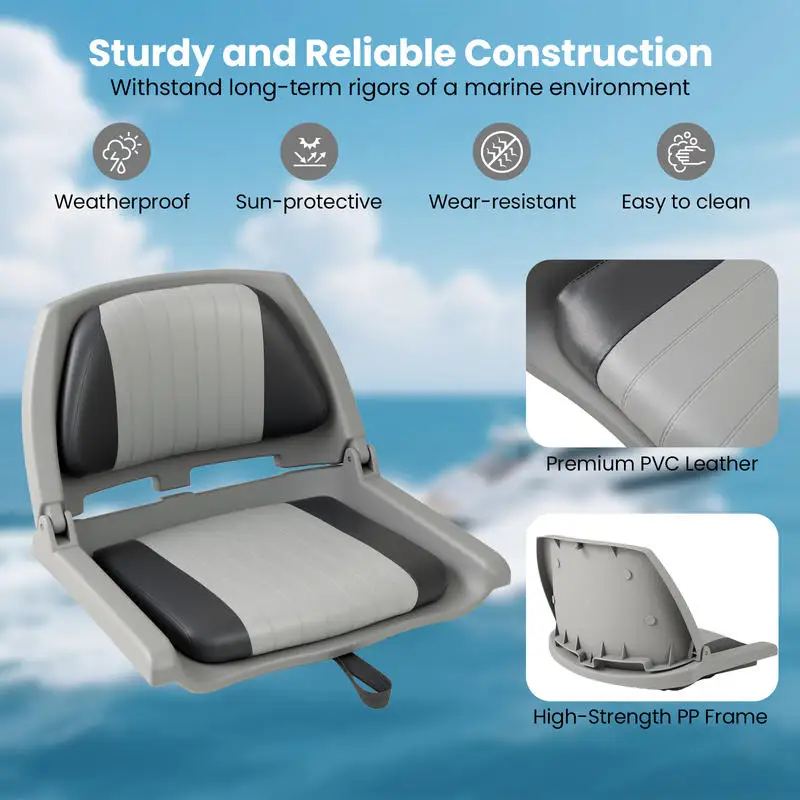 Boat Seat Folding Low Back Boat Chair with Marine-Grade PVC-Gray
Boat Seat Folding Low Back Boat Chair with Marine-Grade PVC-Gray