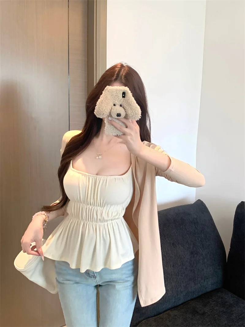 Fashionable Loose Long Sleeve Women's Set Casual Summer Outfit Sexy Camisole Tank Top High Waist Trousers Two Piece Suit
Fashionable Loose Long Sleeve Women's Set Casual Summer Outfit Sexy Camisole Tank Top High Waist Trousers Two Piece Suit