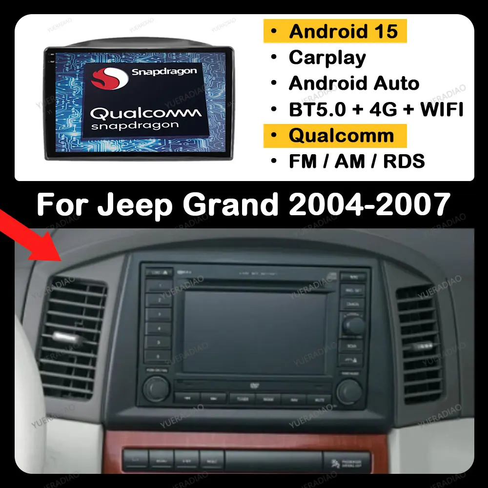 Android 15 Car Radio For Jeep Grand Cherokee 2005 - 2007 Qualcomm BT 4G LTE 5G WIFI Multimedia Video Player Head Unit QLED 2DIN
Android 15 Car Radio For Jeep Grand Cherokee 2005 - 2007 Qualcomm BT 4G LTE 5G WIFI Multimedia Video Player Head Unit QLED 2DIN