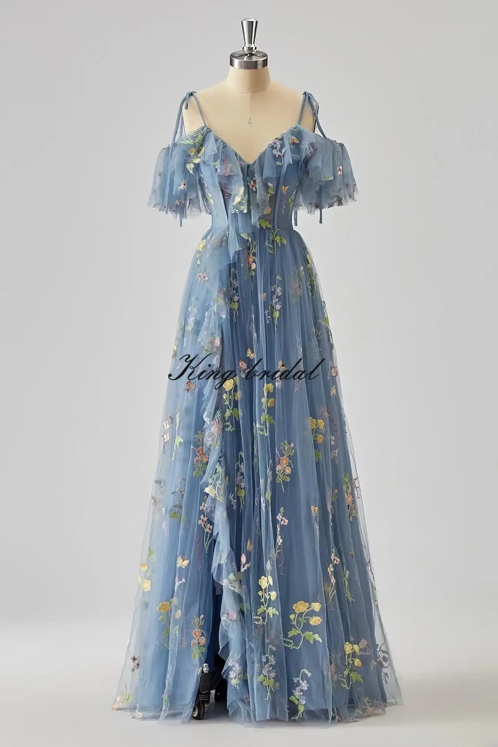 Custom Made Women's Flower Embroidery Tulle Prom Dresses Slit Long Spaghetti Straps V Neck Fairy Formal Dress Evening Party Gown
Custom Made Women's Flower Embroidery Tulle Prom Dresses Slit Long Spaghetti Straps V Neck Fairy Formal Dress Evening Party Gown