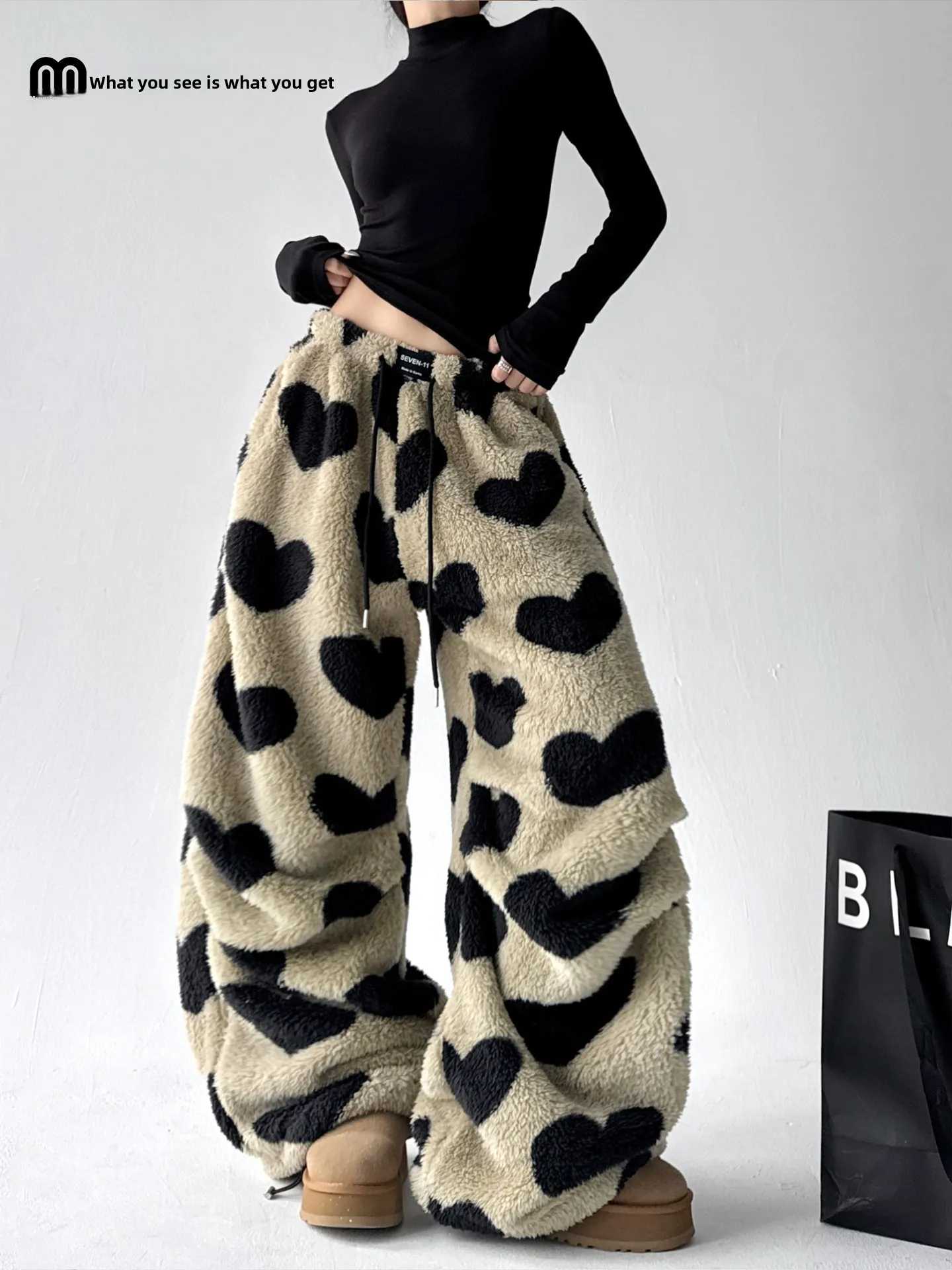 Cute Wide Leg Pants Women's Thiened Lamb Velvet Loose Casual Pants Heart Pattern High Waist Polyester Fiber Printed
Cute Wide Leg Pants Women's Thiened Lamb Velvet Loose Casual Pants Heart Pattern High Waist Polyester Fiber Printed