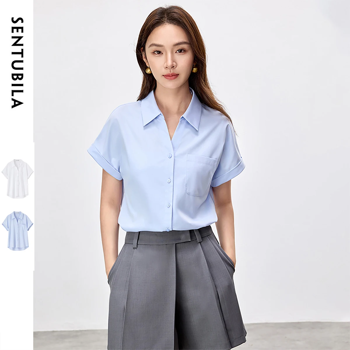 SENTUBILA Women's Shirt Summer 2025 Officewear Solid Color Turn Down Collar Single Breasted Short Sleeve Basic Tops 152C59375
SENTUBILA Women's Shirt Summer 2025 Officewear Solid Color Turn Down Collar Single Breasted Short Sleeve Basic Tops 152C59375