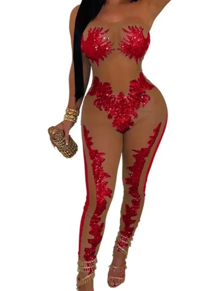 Elegant Bodycon Jumpsuit Playsuit Sequin Mesh See Through Patchwork One Piece Suits Birthday Women Summer Night Club Outfits
Elegant Bodycon Jumpsuit Playsuit Sequin Mesh See Through Patchwork One Piece Suits Birthday Women Summer Night Club Outfits