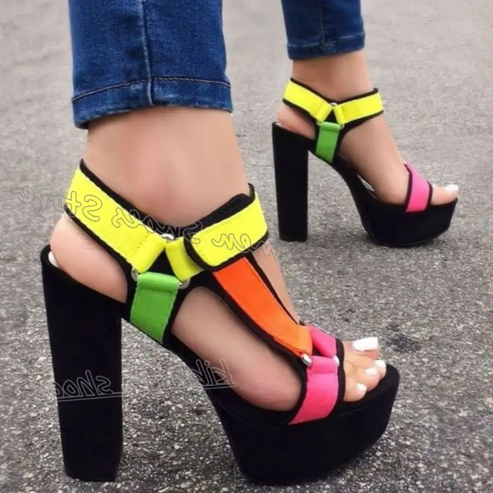 Hook&loop Sandals Platform Mixed Color Round Toe Chunky Heels Buckle Strap Fashion Novelty Sexy Elegant Concise Women Shoes New
Hook&loop Sandals Platform Mixed Color Round Toe Chunky Heels Buckle Strap Fashion Novelty Sexy Elegant Concise Women Shoes New