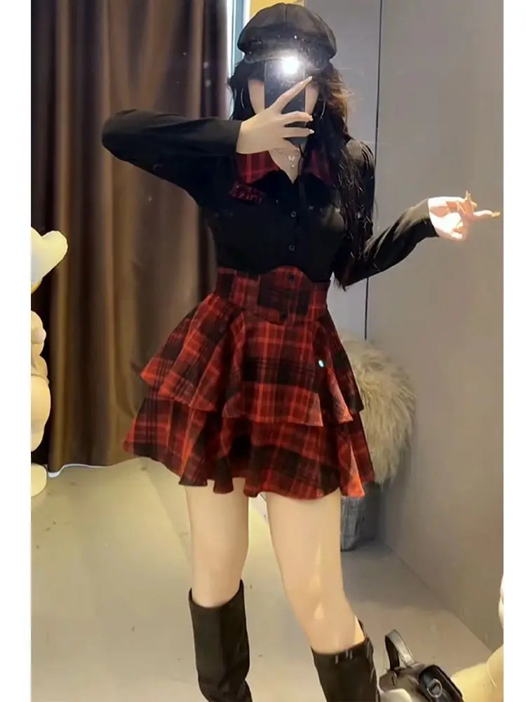 plus Size Plaid Cake Skirt Jk Set Slimming irt Waist Cinched Two Piece Set Women's Faion School orm Polyester Fiber L...
plus Size Plaid Cake Skirt Jk Set Slimming irt Waist Cinched Two Piece Set Women's Faion School orm Polyester Fiber L...