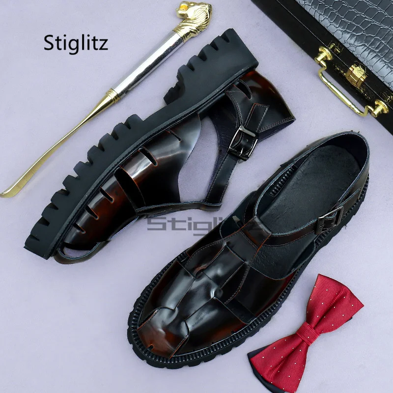 4.5Cm Thick Soled Men's Sandals Heighten Bright Cow Leather Hollow Buckle Strap Breathable Comfortable Casual Beach Shoes
4.5Cm Thick Soled Men's Sandals Heighten Bright Cow Leather Hollow Buckle Strap Breathable Comfortable Casual Beach Shoes