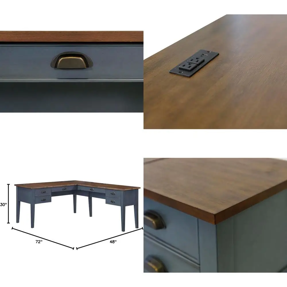 Деревянный письменный стол L-образной формы с выдвижной секцией, синий
Деревянный письменный стол L-образной формы с выдвижной секцией, синий